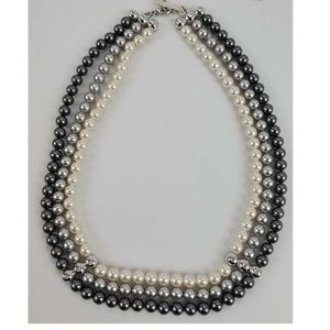Enchanting piece- Noemi 3 strand pearl necklace with Swarovski elements